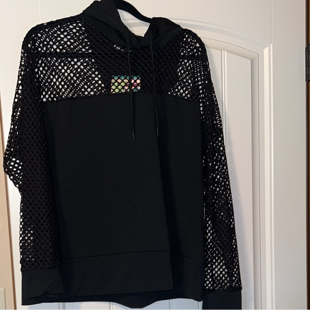 Black mesh sweatshirt